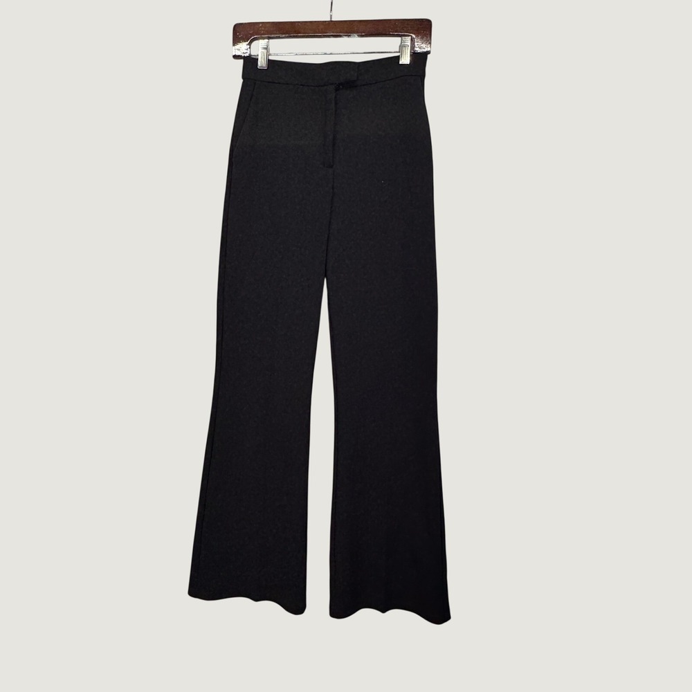 H&M Flare Leg Trousers Sz XS‎ Black High Waisted Minimalist Officecore Pants NWT